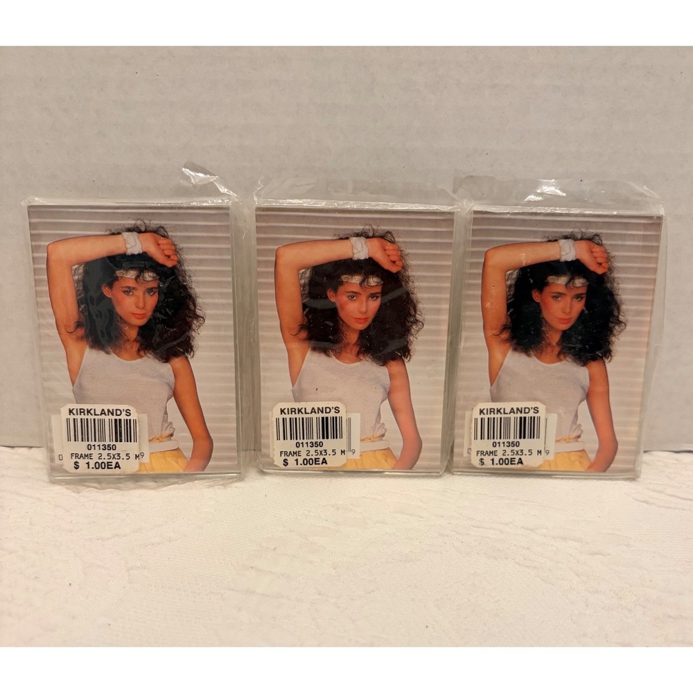 Vintage Kirklands Set of 3 Acrylic Magnetic Photo Frames 2.5x3.5 Clear Plastic